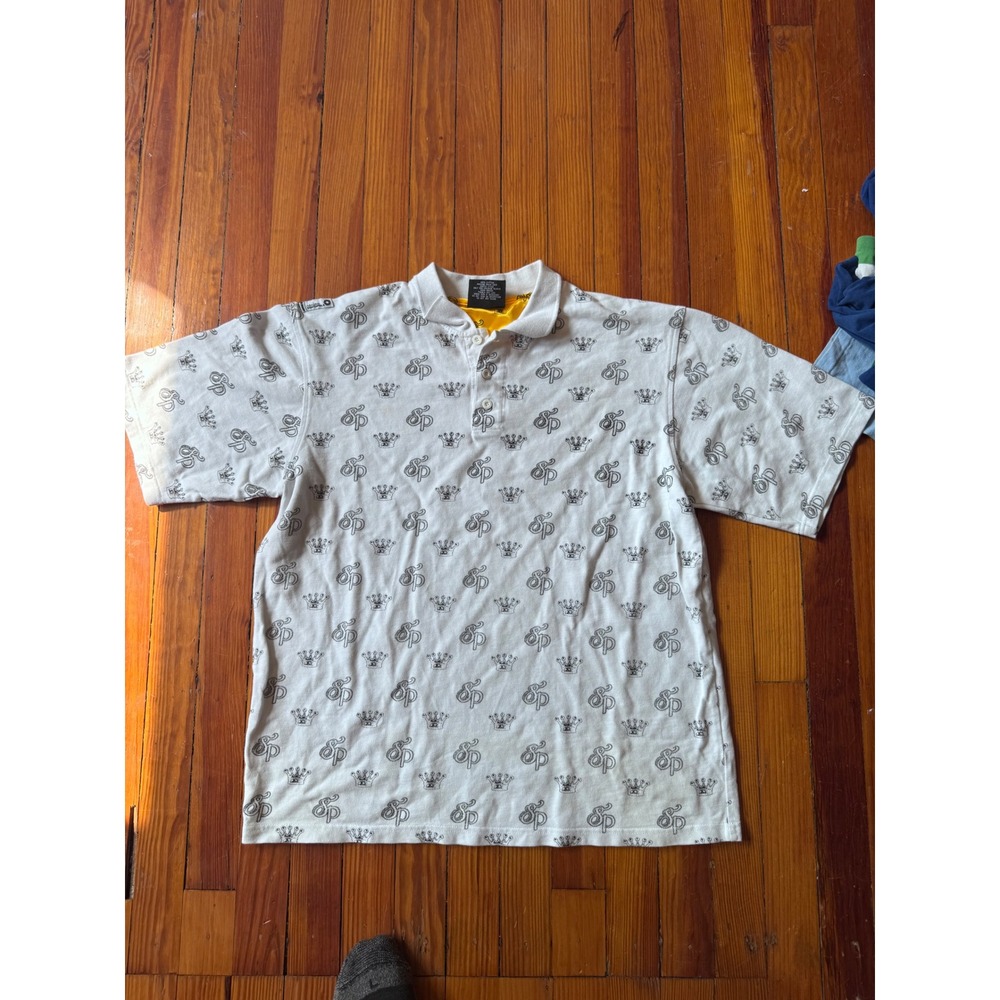 Southpole King of Kings Polo Shirt All Over Print Crown Monogram L